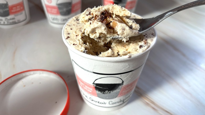 Spoonful of Salt & Straw The Great Candycopia ice cream over pint of ice cream