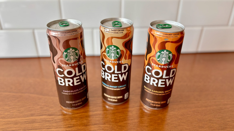 three Starbucks cold brew cans 