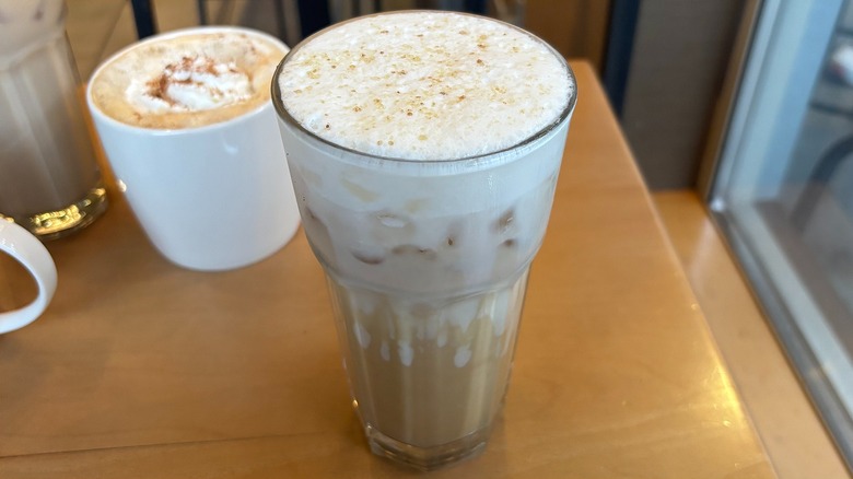 Starbucks Pecan Crunch Oatmilk Latte in glass