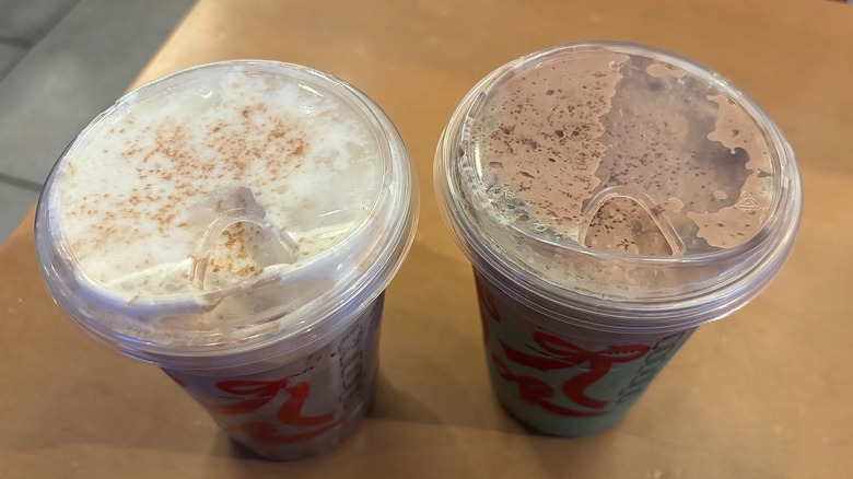 Two Starbucks Iced Dubai drinks on table
