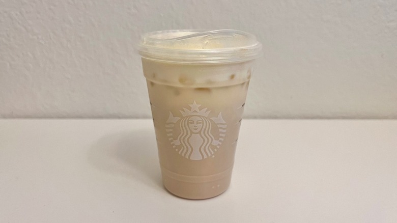 Starbucks Iced Mango Cream Chai on a table