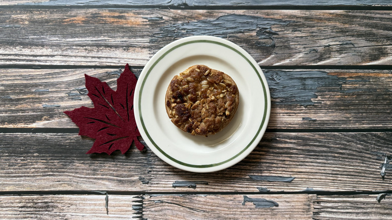 Apple Crumble Mini Pie on a plate