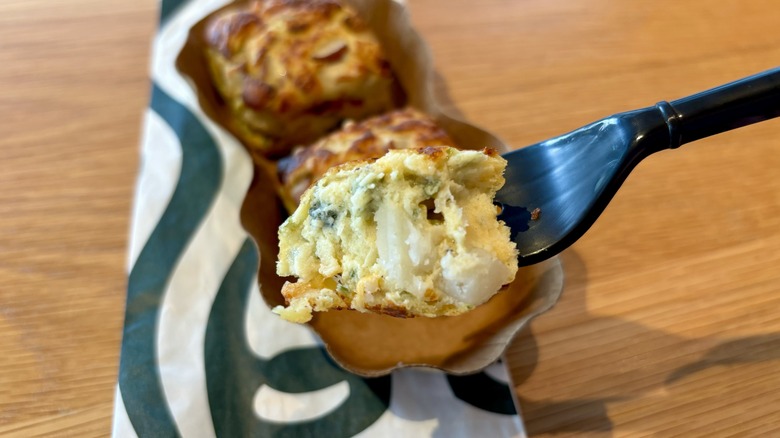 Potato Cheddar & Chive bakes on fork