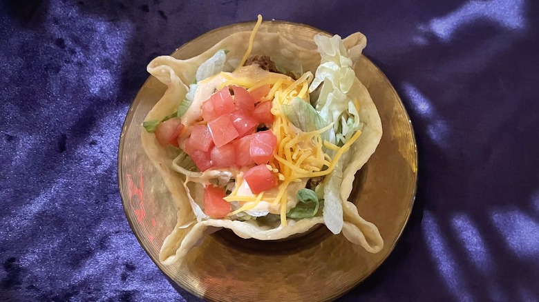 Taco Bell Luxe Value Menu Mini Taco Salad on a small platter