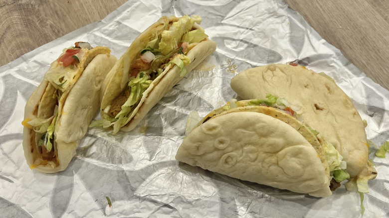 Taco Bell new Gordita Crunch Duos on wrapper.