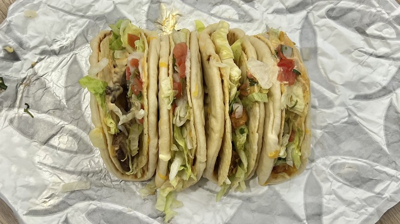 Taco Bell new Gordita Crunch Duos from the top on wrapper.