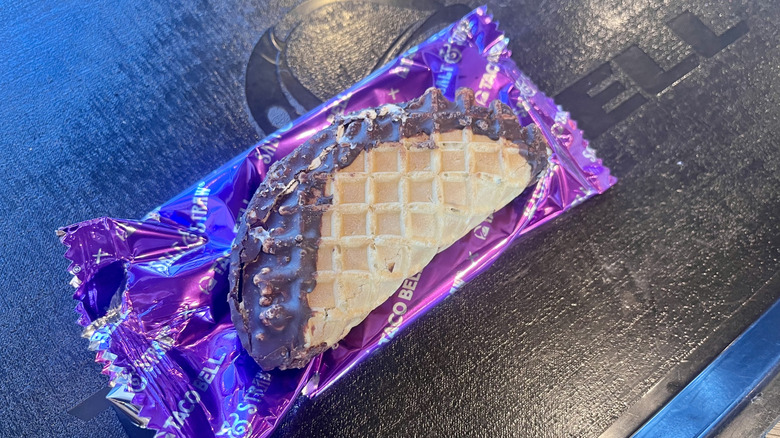 View of the Churro ice cream taco