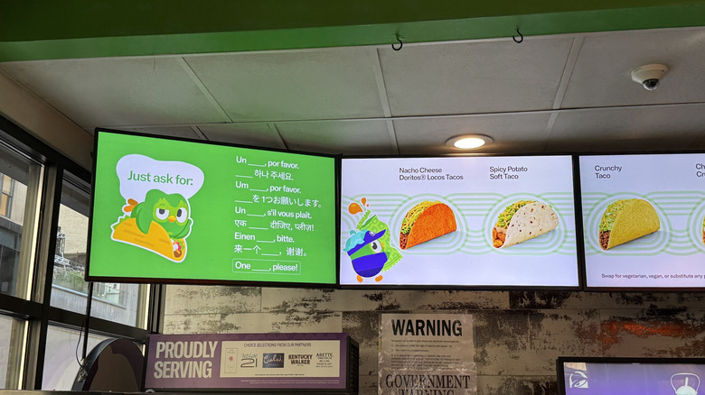 Taco Bell menu screen