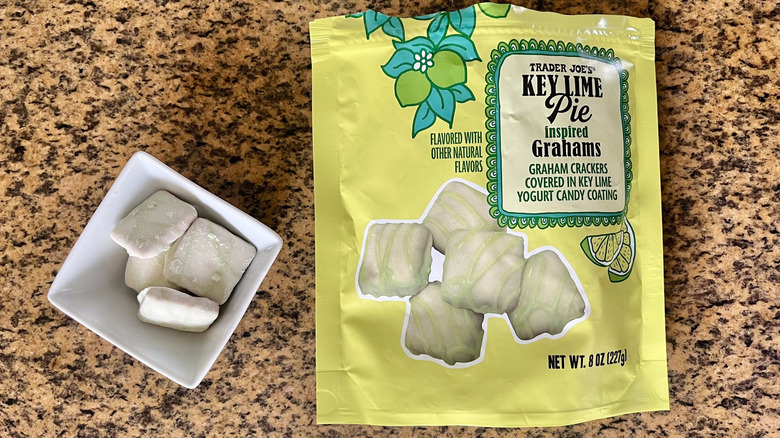 Trader Joe's Key Lime Inspired Grahams in a bowl next to packaging