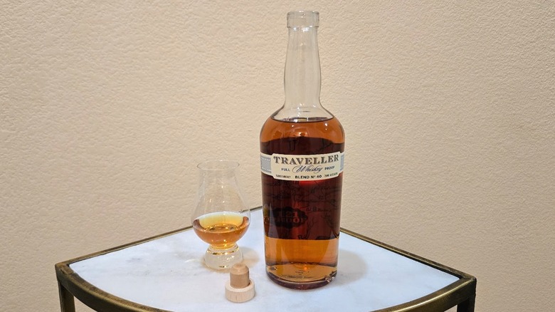 Traveller Full Proof Whiskey and Glencairn glass