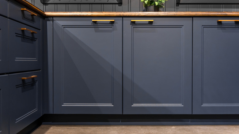 kitchen cabinets painted a deep blue