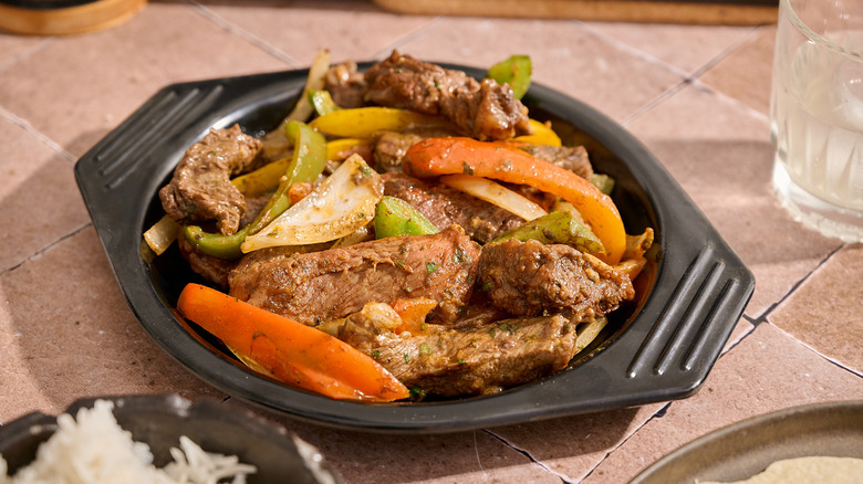 fajitas in a small platter