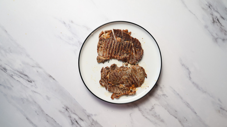 Cooked steak in a plate