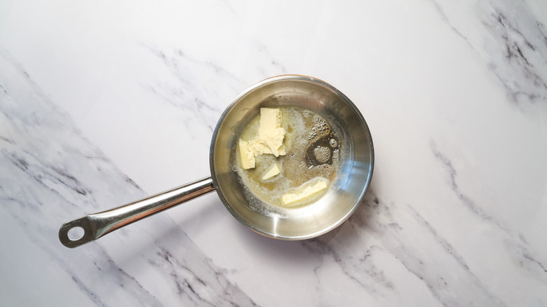 Pan with melted butter