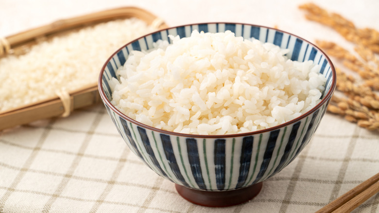 A bowl of rice on table