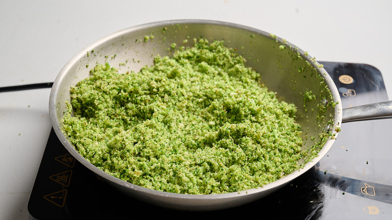 cooking broccoli in skillet