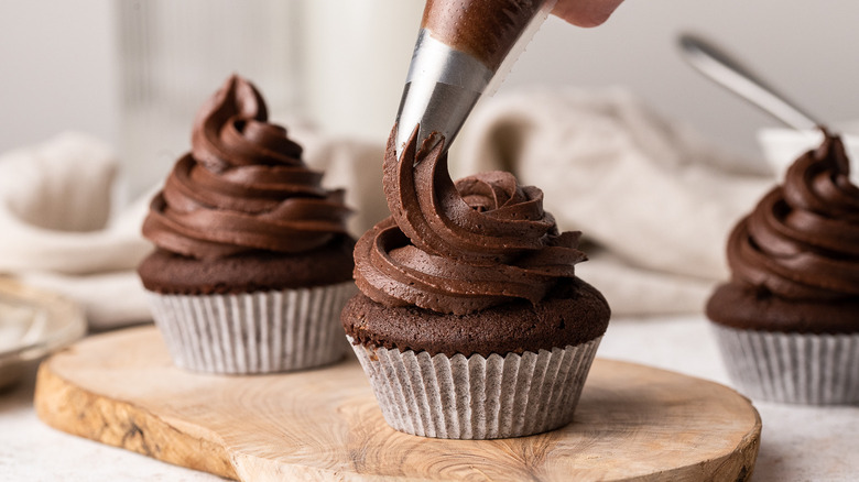 Chocolate cupcake with chocolate frosting