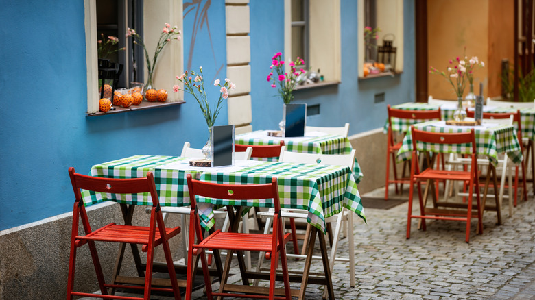 Open-air tables at restaurant