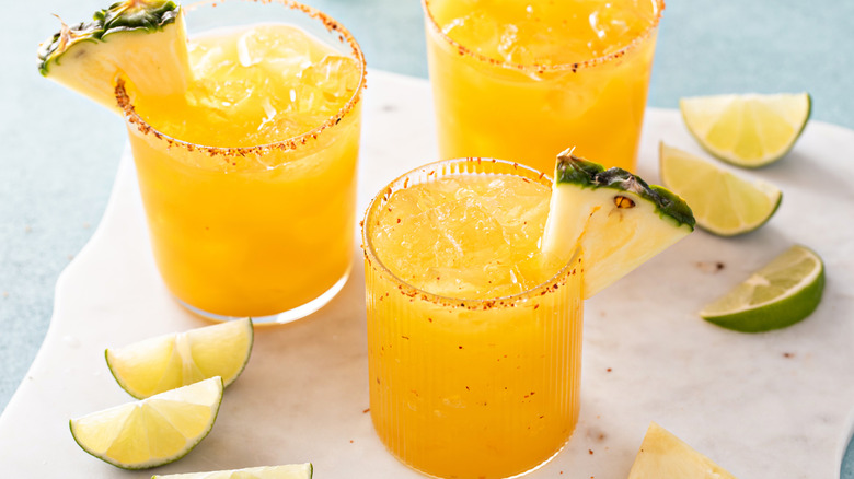 Pineapple cocktail with Tajin rim