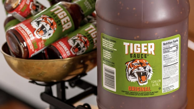 Bottles of tiger sauce