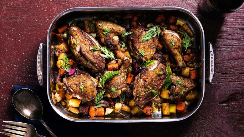 Roast Chicken with Carrots and Apples