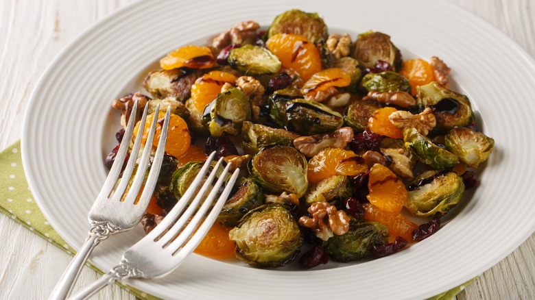 Roasted Brussels sprouts and oranges