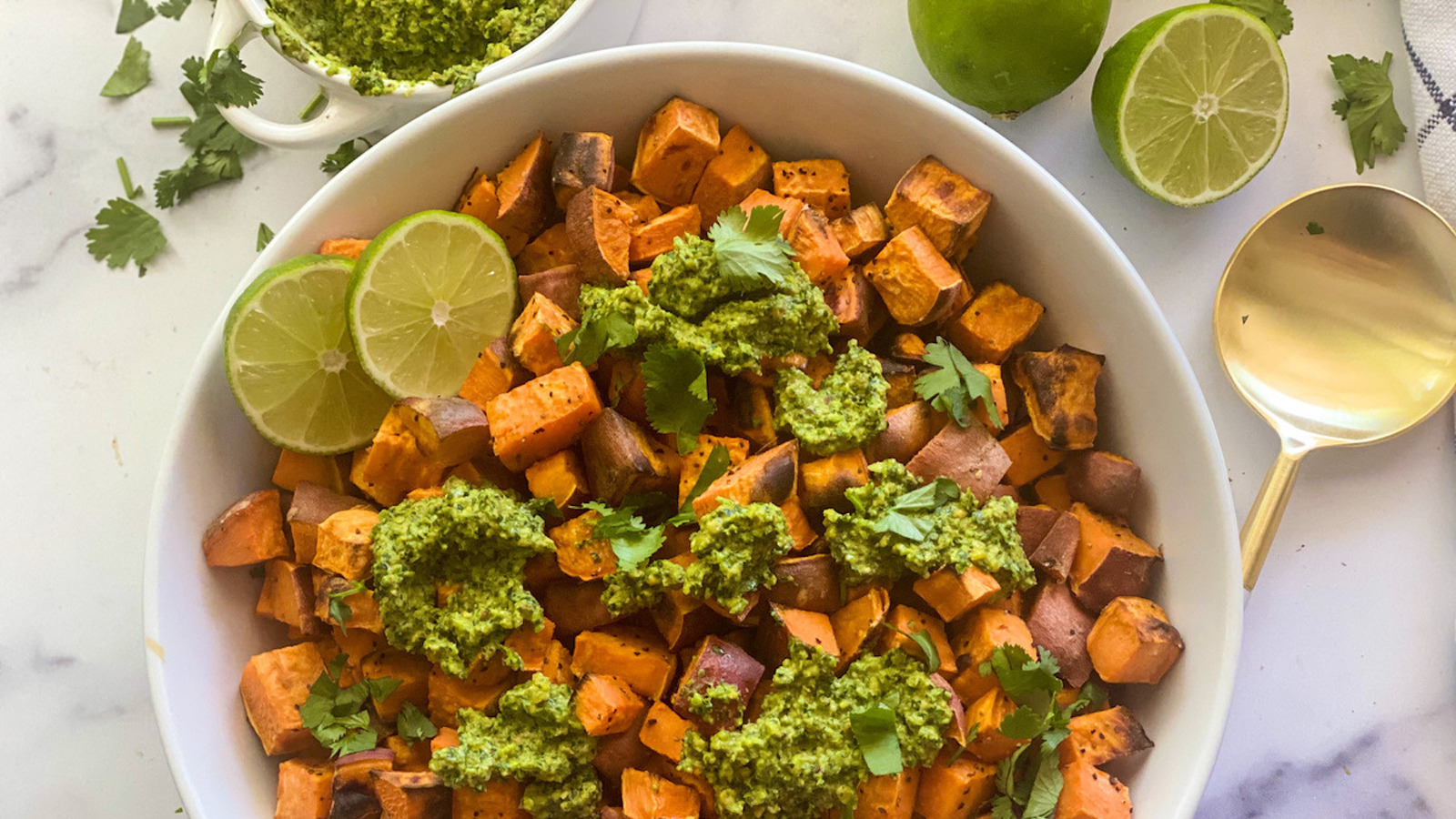 Roasted Sweet Potatoes With Cilantro Pesto Recipe