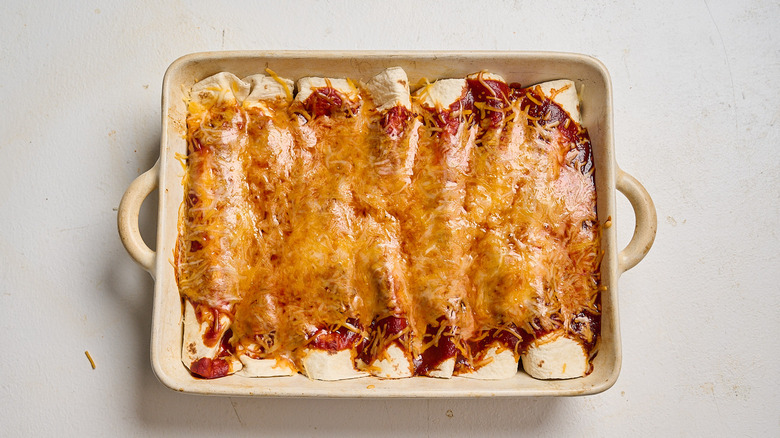 baked enchiladas on a table