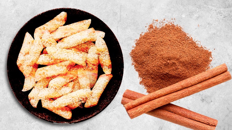 fried tteok churros and cinnamon