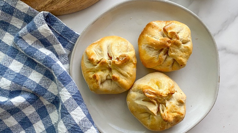 round baked knish on plate