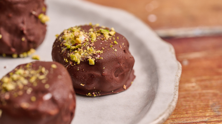 chocolate covered banana on a plate