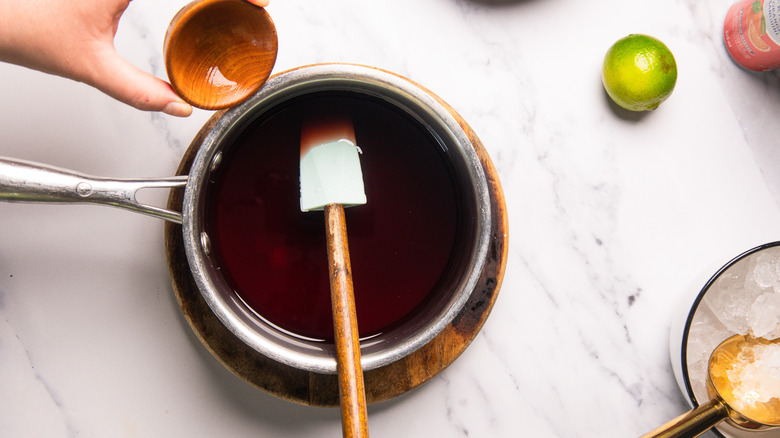 Adding rose blossom water to grenadine