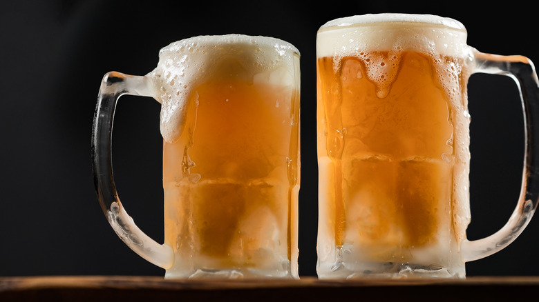 frosted mugs of beer