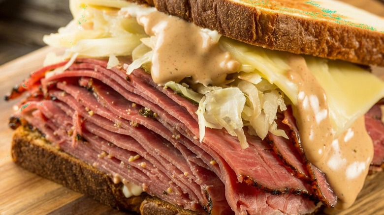 A Reuben sandwich with Russian dressing