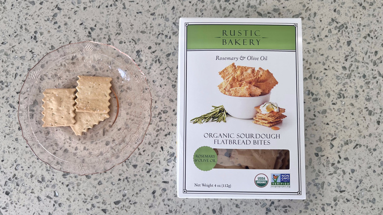 Rosemary & Olive Oil Sourdough Flatbread Bites on a small plate