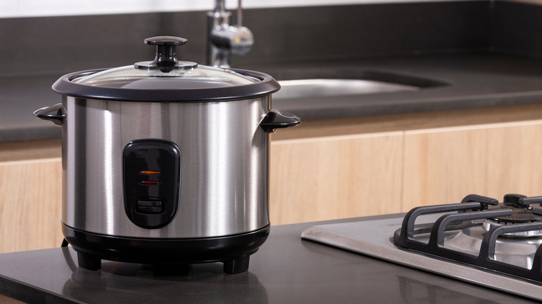 Rice cooker on kitchen counter