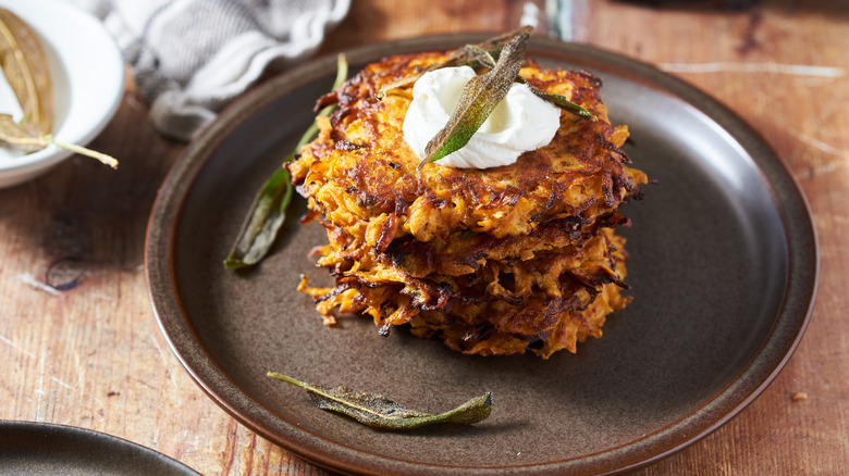 stack of latkes on table