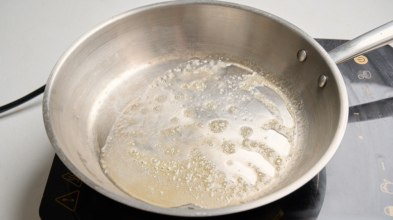 melting butter in a skillet
