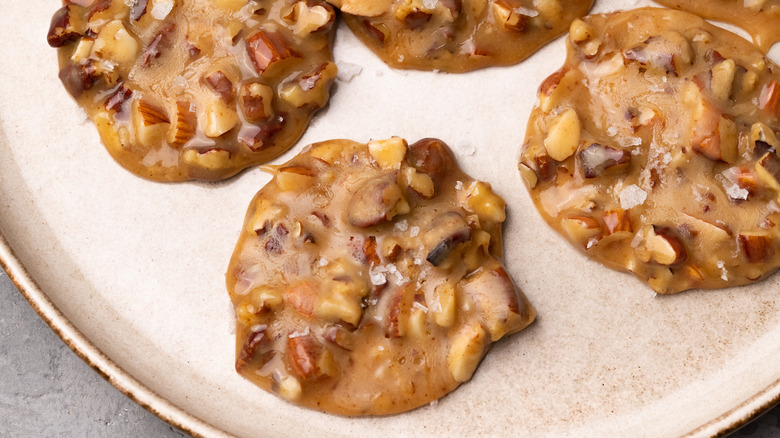 salted pralines on a plate