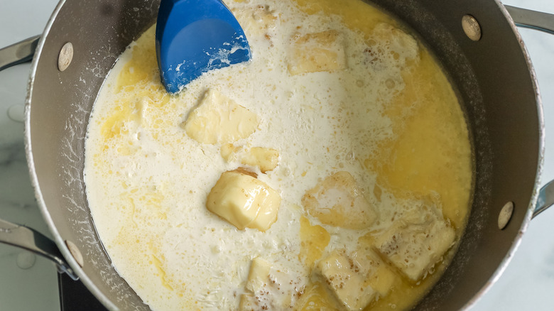 butter and cream in a pot