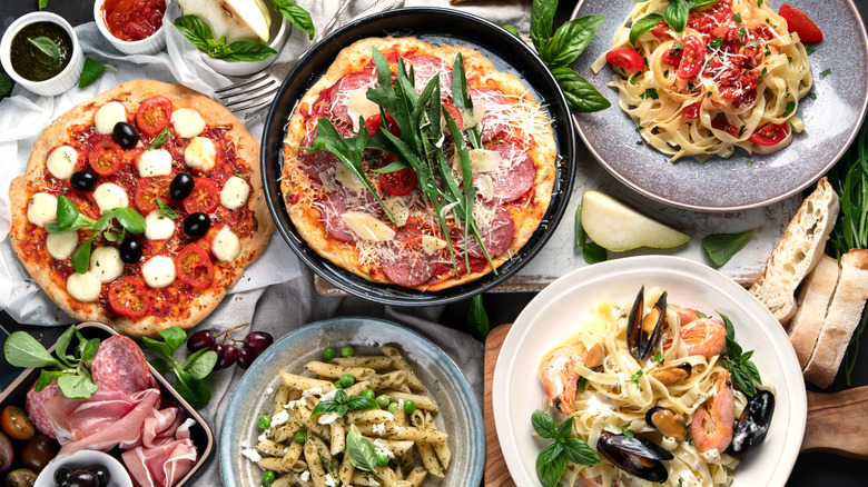 Italian dishes spread