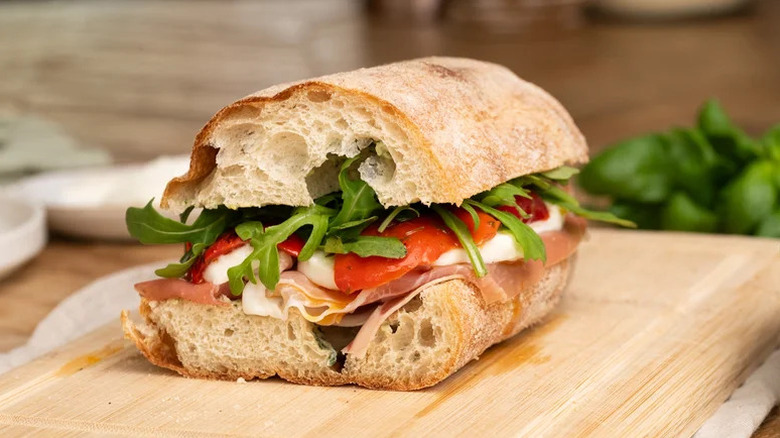 Picnic-Worthy Prosciutto Sandwich on wooden board