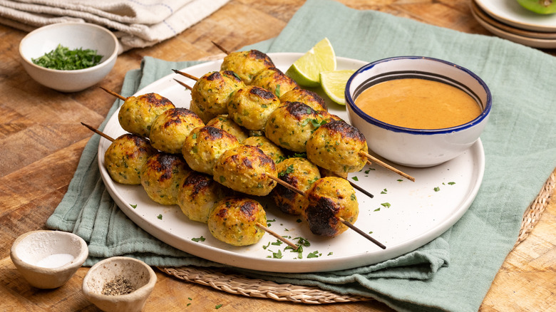 satay-style Thai chicken meatballs