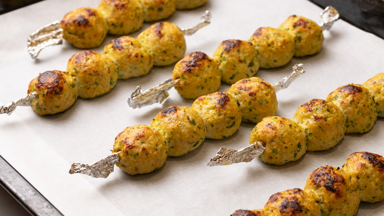 part-broiled Thai meatballs