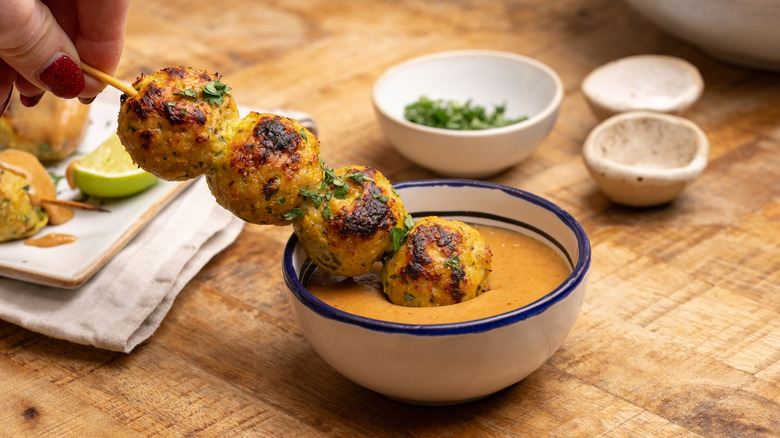 satay-style Thai chicken meatballs