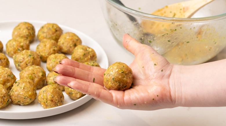 rolling meatballs by hand