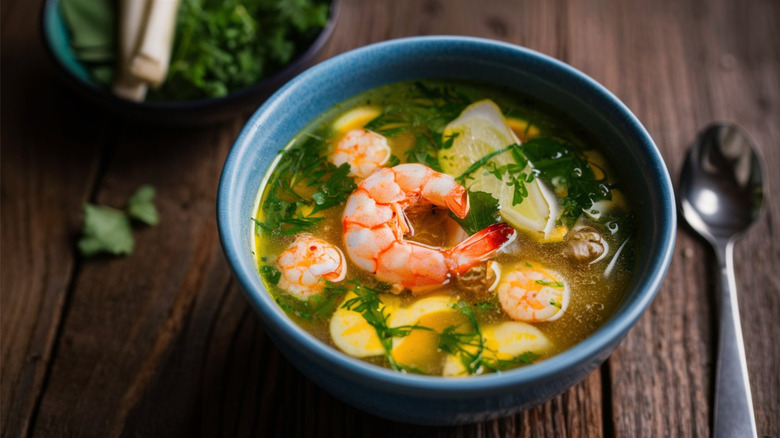 Tom Yum soup close-up