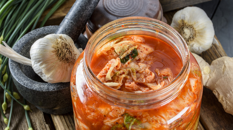 kimchi in jar