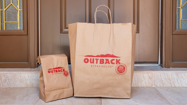 Outback Steakhouse take out food order delivered to home doorstep