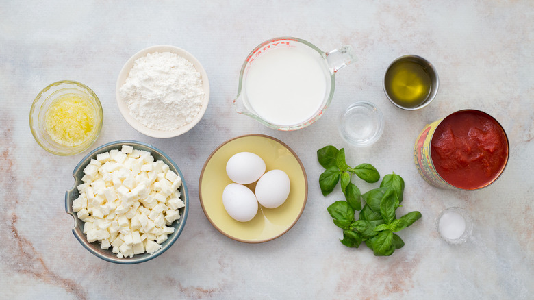 crepe cake ingredients on table